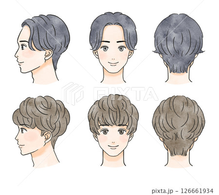 男性ヘアカットの頭部のイラスト 126661934