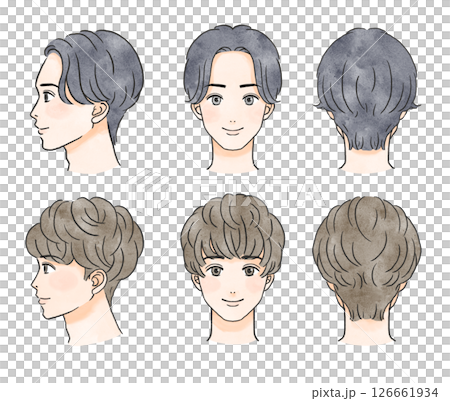 一個男人的頭部髮型插圖 126661934