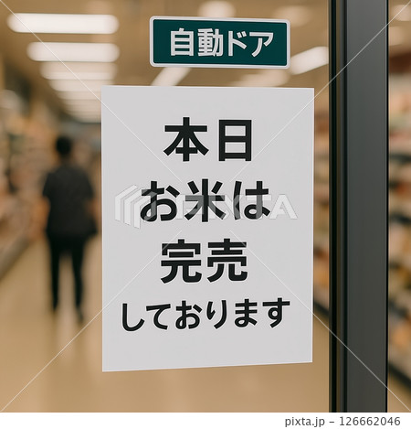 「本日お米は完売しております」の張り紙 126662046