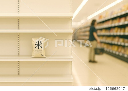 棚に残された最後の米袋 126662047
