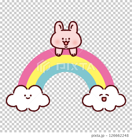 一隻可愛的兔子從彩虹中冒出來 一隻可愛的兔子從彩虹中冒出來 126662248