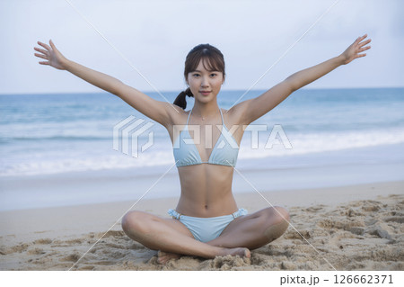 young woman in bikini 126662371