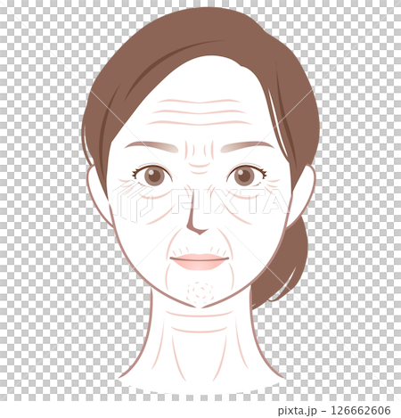 A woman's face with wrinkles, types of wrinkles, beauty 126662606