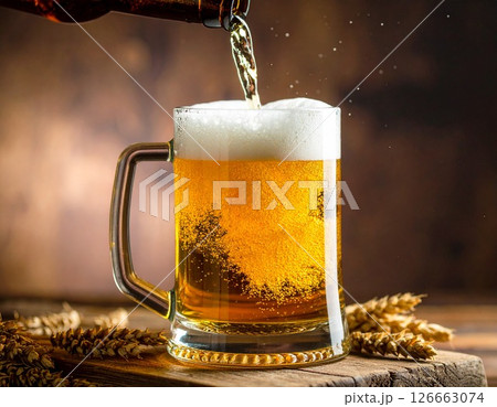 注がれる瞬間のビール 126663074