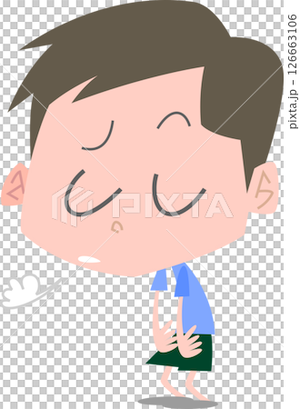不満そうな表情でため息をつく男性主線なし 126663106