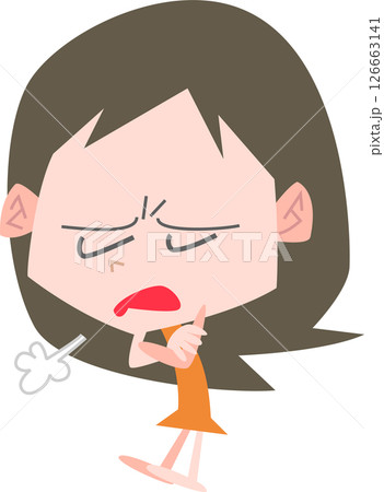 不満そうな表情でため息をつく女性主線なし 126663141