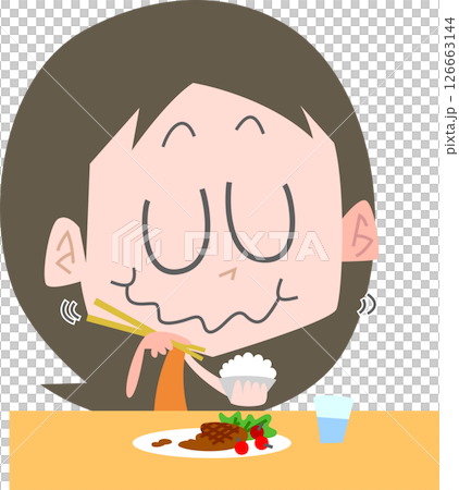 A woman eating a meal. No main line. A woman eating a meal. No main line. 126663144