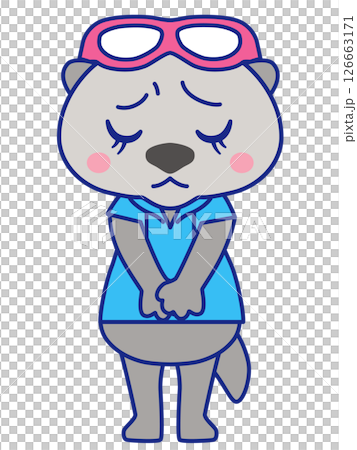 一隻沮喪的海獺頭戴護目鏡的插圖 126663171