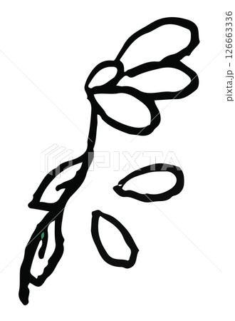 Hand drawn crayon outline of withered flowers for bad day, sad mood, bad energy, nature, garden, plants, tree, sticker, picnic, park, house yard, environment, brooch, floral print, kid colouring book	 126663336