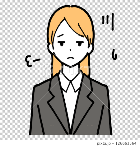 一位身穿西裝的年輕女子因疲勞而嘆息的插圖 126663364
