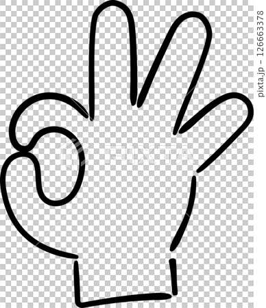 手繪手繪插畫 Ok 手勢未上漆的線條描 手繪手繪插畫 Ok 手勢未上漆的線條描 126663378