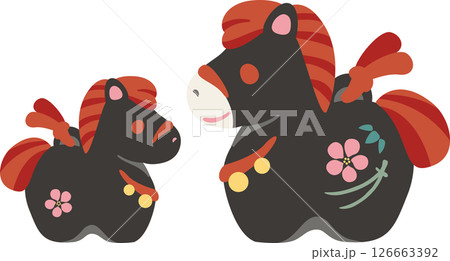 年賀 年賀状 2026 土鈴 干支 馬 午年 うま 午 かわいい 和風 正月飾り イラスト素材 黒 年賀 年賀状 2026 土鈴 干支 馬 午年 うま 午 かわいい 和風 正月飾り イラスト素材 黒 126663392