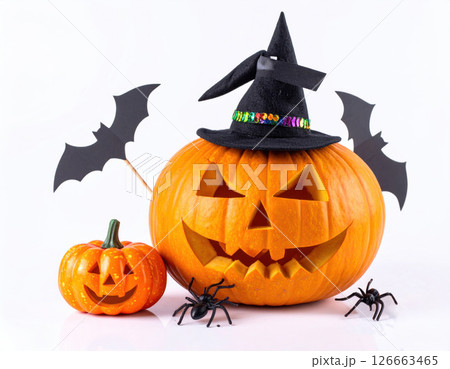 Halloween Decorations with Pumpkins and Spiders Halloween Decorations with Pumpkins and Spiders 126663465