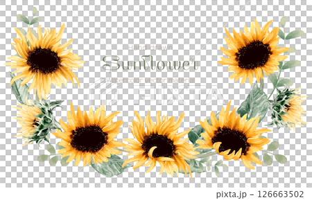 向日葵框架畫水彩 126663502