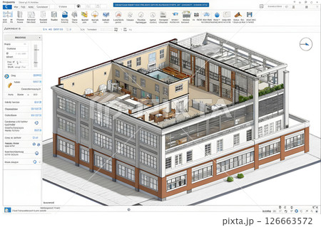 施工計画に基づく建築積算と構造設計の3Dパース 施工計画に基づく建築積算と構造設計の3Dパース 126663572