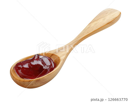 Wood spoon with jam 126663770