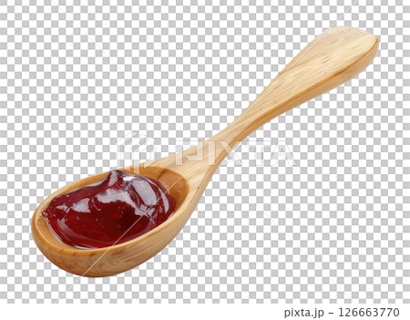 Wood spoon with jam 126663770