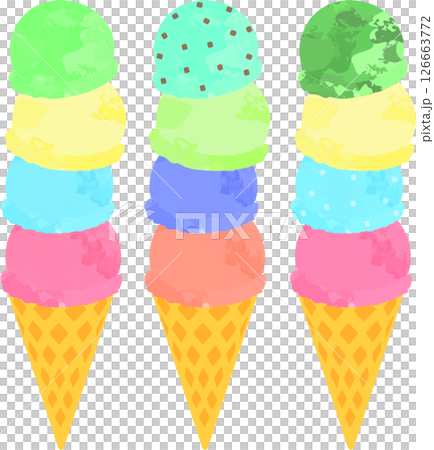 カラフルなアイスクリームイラスト 126663772