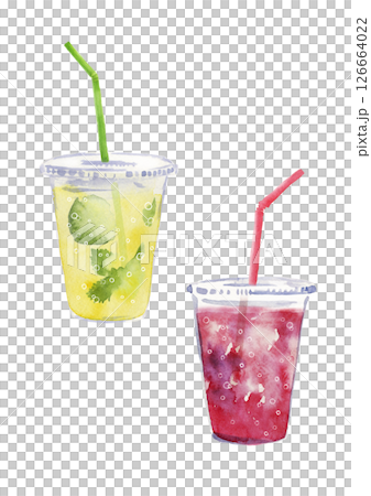 薑汁汽水及莓果飲料手繪水彩插圖 126664022