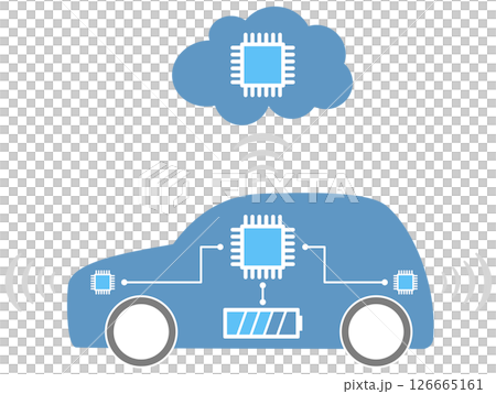 センサーとAIが搭載されたSDVのイメージイラスト センサーとAIが搭載されたSDVのイメージイラスト 126665161