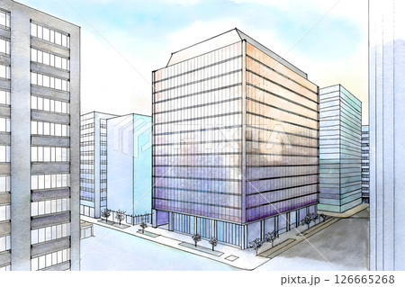 手描き風のマンション建築スケッチ 手描き風のマンション建築スケッチ 126665268