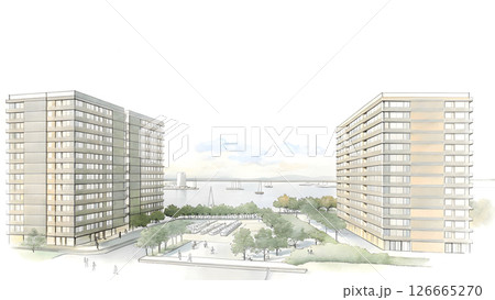 手描き風のマンション建築スケッチ 手描き風のマンション建築スケッチ 126665270