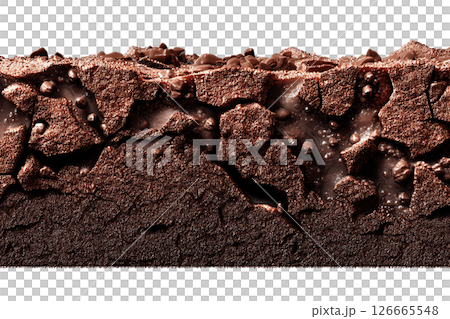 Chocolate brownie texture on transparent background. AI-generated item 126665548