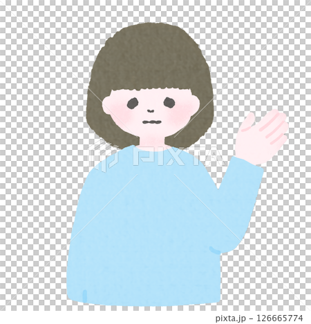 The upper body of a smiling young woman giving directions 126665774
