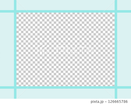ラインと背景の交差フレーム（水色）・中央透過の装飾枠素材（汎用デザイン） 126665786