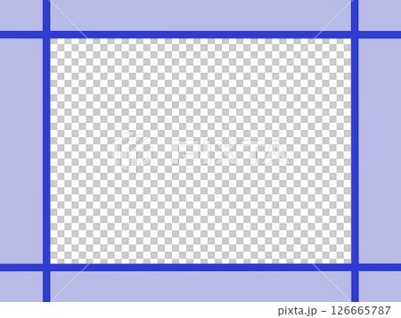ラインと背景の交差フレーム（青）・中央透過の装飾枠素材（汎用デザイン） 126665787