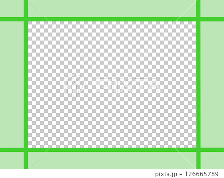 ラインと背景の交差フレーム（緑）・中央透過の装飾枠素材（汎用デザイン） 126665789