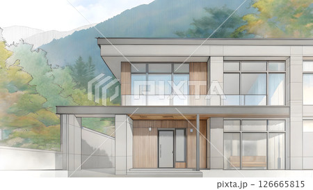 手描き風の建築スケッチ 手描き風の建築スケッチ 126665815