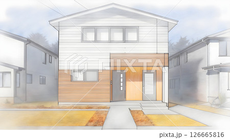 手描き風の建築スケッチ 手描き風の建築スケッチ 126665816