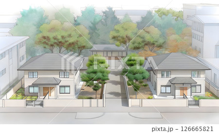 手描き風の建築スケッチ 126665821