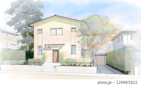 手描き風の建築スケッチ 126665822