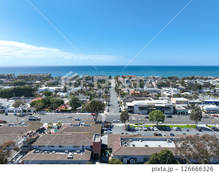 Aerial view of Encinitas town with ocean in San Diego, South California Aerial view of Encinitas town with ocean in San Diego, South California 126666326