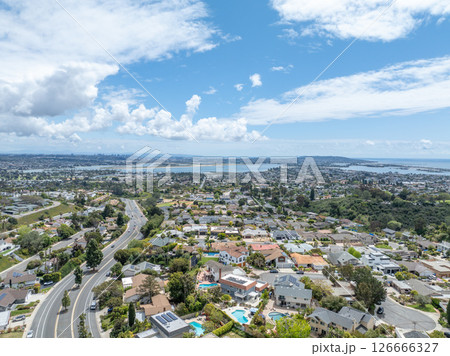 Aerial view of residential urban sprawl in San Diego 126666327