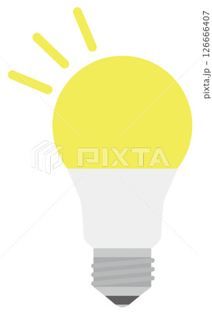 ピカっと光るLED電球のアイコンイラスト ピカっと光るLED電球のアイコンイラスト 126666407
