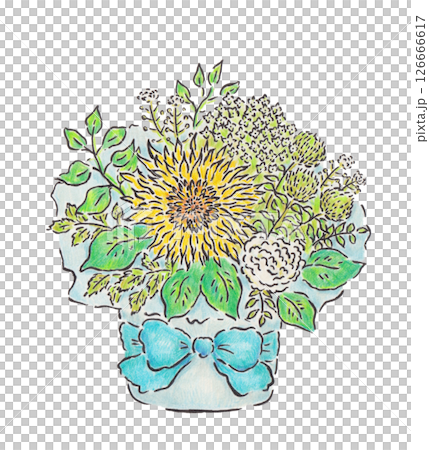 ひまわりのブーケのイラスト ひまわりのブーケのイラスト 126666617