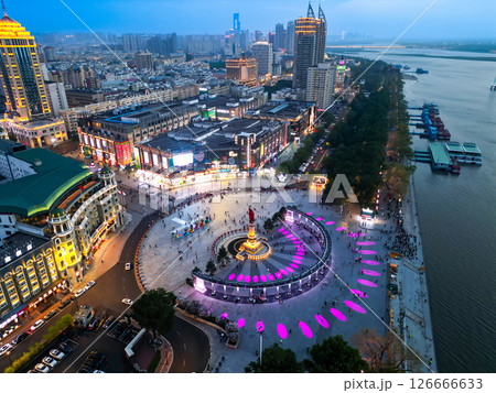 Harbin, CHINA-MAY 15, 2025-Aerial view of Harbin People's Flood Control Victory Memorial Tower in the downtown of Harbin city. 126666633