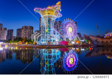View of Harbin Sunac amusement park,the biggest amusement park in Harbin 126666971