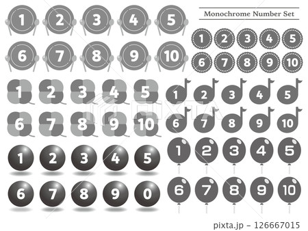 モノクロ数字のアイコンセット モノクロ数字のアイコンセット 126667015