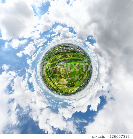 空撮「埼玉県」全天球カメラで見沼田んぼを撮影 126667552