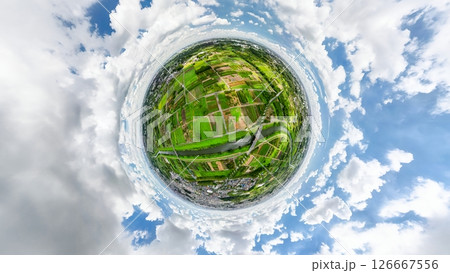 空撮「埼玉県」全天球カメラで見沼田んぼを撮影 126667556