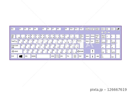 キーボードのイラスト素材　シンプル　リアル　薄紫色デザイン 126667619