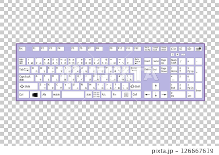 キーボードのイラスト素材　シンプル　リアル　薄紫色デザイン 126667619