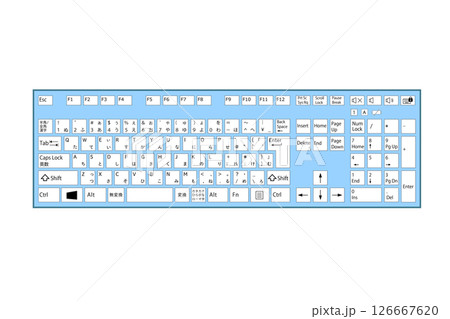 リアルなキーボードのデスクトップ型イラスト素材 デザイン青色 シンプル リアルなキーボードのデスクトップ型イラスト素材 デザイン青色 シンプル 126667620