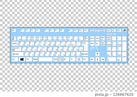 リアルなキーボードのデスクトップ型イラスト素材 デザイン青色 シンプル リアルなキーボードのデスクトップ型イラスト素材 デザイン青色 シンプル 126667620
