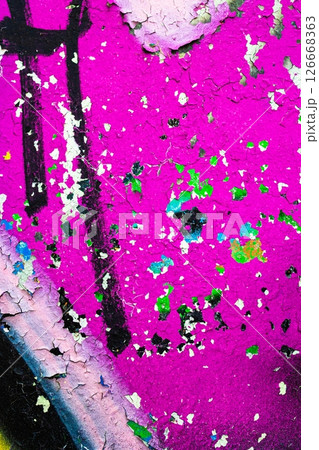 Peeling Paint Texture in Neon Pink, Green, Blue for Grunge 90s, Y2K Aesthetic 126668363