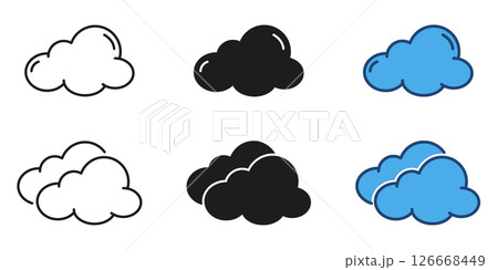 Cloud weather line and solid icon set. Meteorology and sky symbol collection. Isolated vector illustration 126668449
